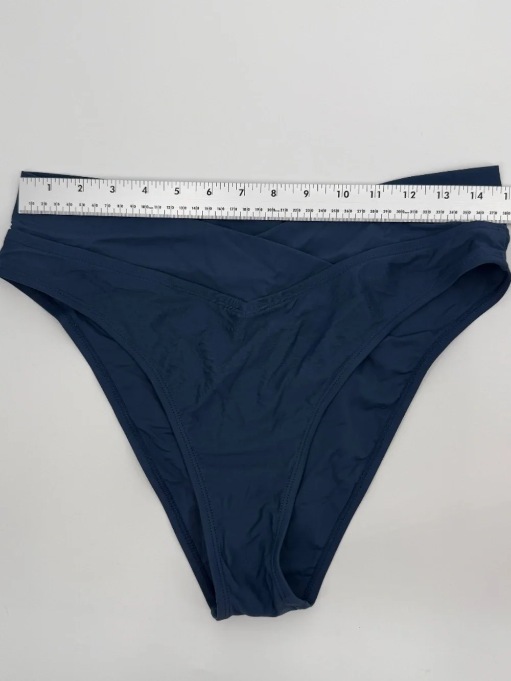 High Waisted Bikini Navy Blue Keyhole Top Crossover Bottoms Beach Resortwear L